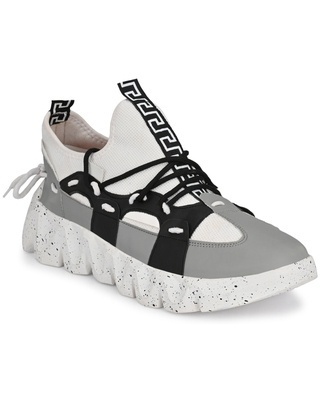 Shop Men's White & Grey Color Block Lace-Ups Sneakers-Front