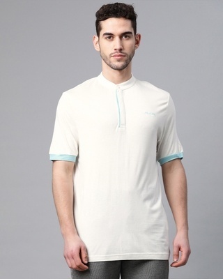 Shop Men's White Henley Slim Fit T-shirt-Front