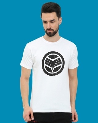 Shop Men's White Marvel Logo Printed T-shirt-Front