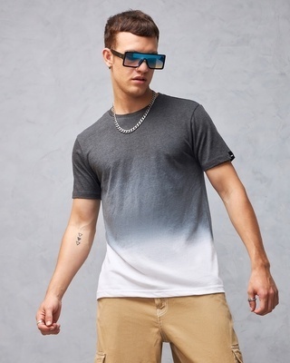 Shop Men's Grey & White Ombre T-shirt-Front