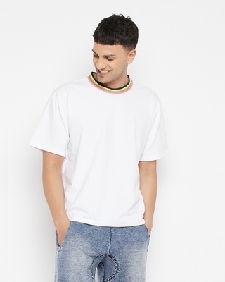 Shop Men's White Oversized Cotton T-shirt-Front