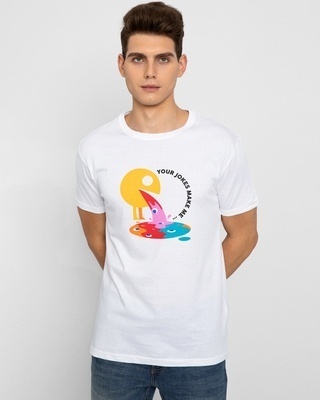 Shop Men's White Puking Pacman Graphic Printed Slim Fit T-shirt-Front