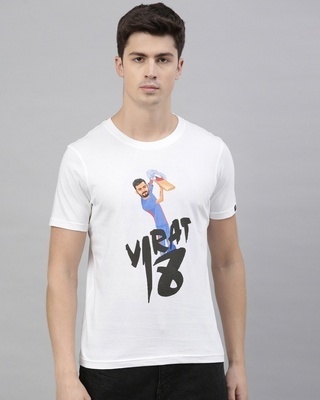 Shop Men's White Virat 18 Graphic Printed T-shirt-Front