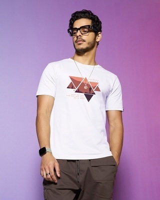 Shop Men's White Wander Geometry T-shirt-Front
