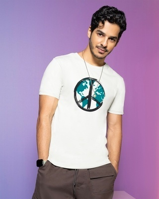 Shop Men's White World Peace Graphic Printed T-shirt-Front