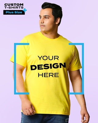 Shop Customizable Men's Plus Size Yellow Half Sleeves Tshirt-Front