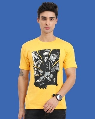 Shop Men's Yellow Spider Man Graphic Printed T-shirt-Front