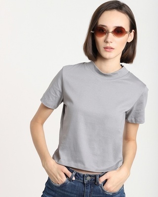 Shop Meteor Grey Half Sleeves Snug Blouse-Front