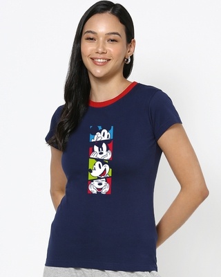 Shop Mickey Color Block Varsity Half Sleeve T-shirt-Front