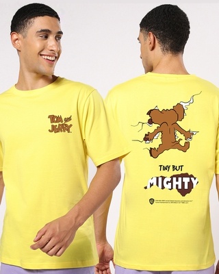 Shop Men's Yellow Mighty Jerry Graphic Printed Oversized T-shirt-Front