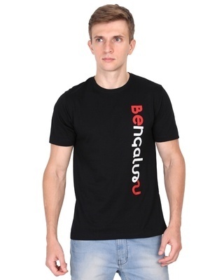 Shop Men's Black Bengaluru Typography Cotton T-shirt-Front