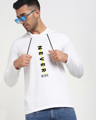 Shop Never Mind Stripe Full Sleeve Hoodie T-shirt-Front