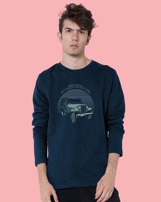 Shop Off Road Jeep Full Sleeve T-Shirt Navy Blue-Front