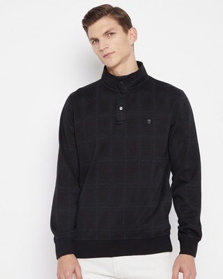 Shop Okane Men's Black Striped Cotton Sweatshirt-Front