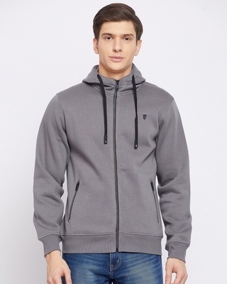 Shop Okane Men's Grey Polyester Fleece Sweatshirt-Front