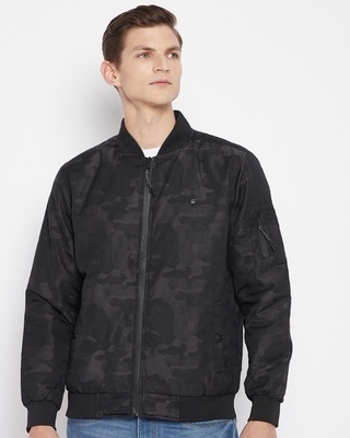 Shop Okane Men's Grey Structured Nylon Reversible Jacket-Front