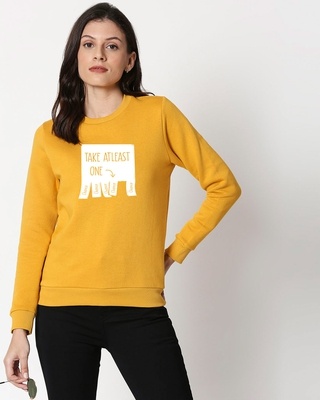 Shop One Chance Fleece Sweatshirt Mustard Yellow-Front