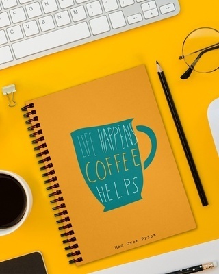 Shop Orange Life Happens Coffee Helps Notepad (50 Pages)-Front