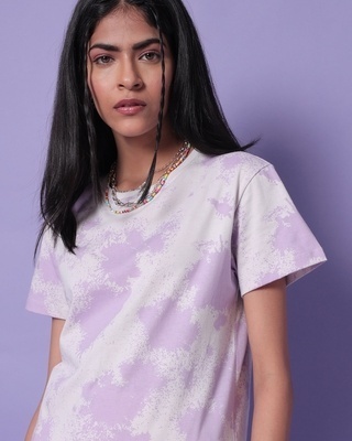 Shop Feel Good Lilac AOP Half Sleeve T-shirt-Front