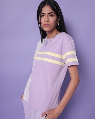Shop Feel Good Lilac Chest Panel T-shirt-Front