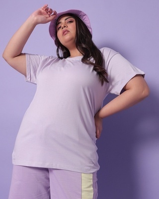 Shop Feel Good Lilac Plus Size Boyfriend T-shirt-Front