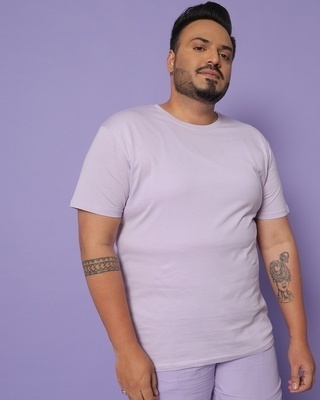 Shop Feel Good Lilac Plus Size Half Sleeve T-shirt-Front