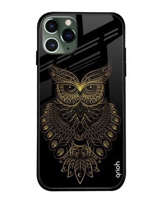 Shop Owl Printed Silicon Glass Cover For iPhone 11 Pro (Light Weight, Impact Resistant)-Front