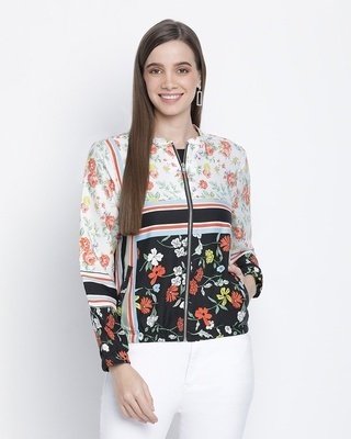 Shop Oxolloxo Women's Multicolor Floral Print Jacket-Front