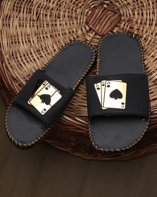 Shop Pampy Angel AAA Gold Slipper FlipFlops Slides for Men-Front