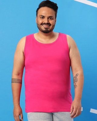 Shop Peppy Pink Plus Size Round Neck Vest-Front
