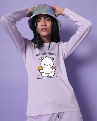 Shop Women's  Lavender Perfect Balance Slim Fit T-shirt-Front