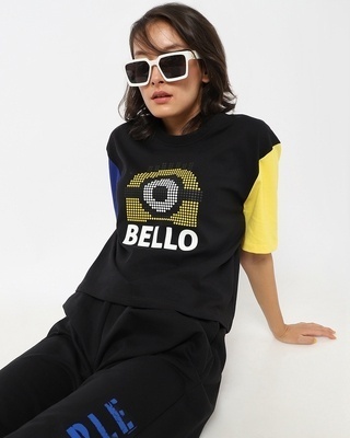 Shop Women's Pixelated Bello Minion Relaxed Fit T-shirt-Front
