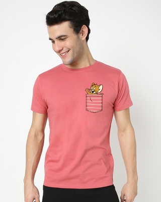 Shop Men's Pink Pocket Jerry (TJL) T-shirt-Front