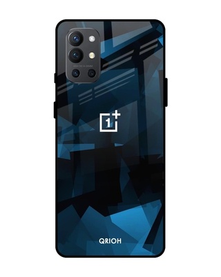 Shop Polygonal Box Printed Premium Glass Cover for OnePlus 9R (Shock Proof, Lightweight)-Front