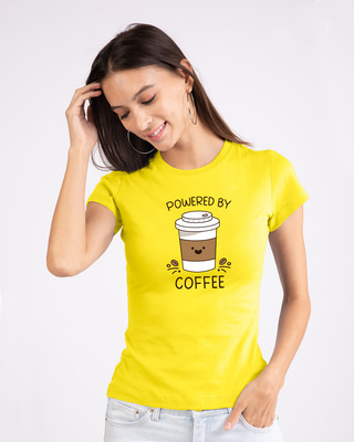 Shop Powered By Coffee Half Sleeve Printed T-shirt-Front