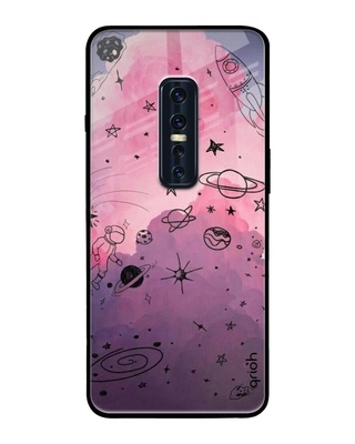 Shop Space Doodles Printed Premium Glass Cover for Vivo V17 Pro (Shock Proof, Lightweight)-Front