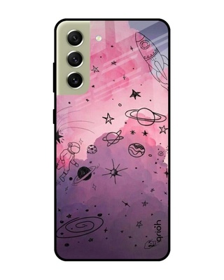 Shop Space Doodles Printed Premium Glass Cover for Samsung Galaxy S21 FE 5G (Shock Proof, Lightweight)-Front