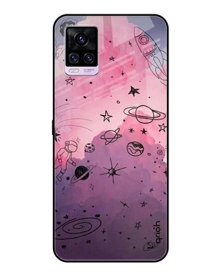 Shop Space Doodles Printed Premium Glass Cover for Vivo V20 (Shock Proof, Lightweight)-Front