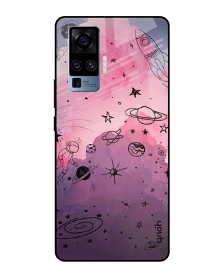 Shop Space Doodles Printed Premium Glass Cover for Vivo X50 Pro (Shock Proof, Lightweight)-Front