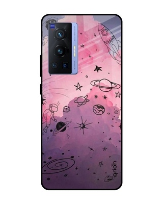 Shop Space Doodles Printed Premium Glass Cover for Vivo X70 Pro (Shock Proof, Lightweight)-Front