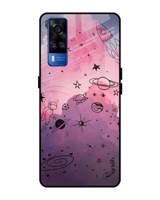 Shop Space Doodles Printed Premium Glass Cover for Vivo Y51 2020 (Shock Proof, Lightweight)-Front