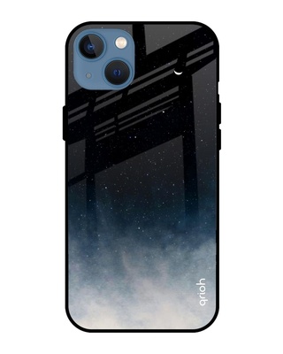 Shop Black- Blue Aura Iphone 13 Premium Glass Case (Gorilla Glass & Shockproof Anti-Slip Silicone)-Front