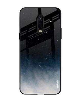 Shop Black- Blue Aura Oneplus 6T Premium Glass Case (Gorilla Glass & Shockproof Anti-Slip Silicone)-Front
