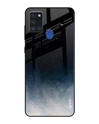 Shop Qrioh Black Aura Glass Case for Samsung Galaxy A21s-Front