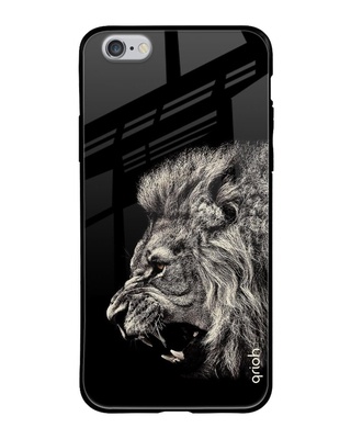 Shop Brave Lion Printed Premium Glass Case for Apple iPhone 6S (Shock Proof, Scratch Resistant)-Front