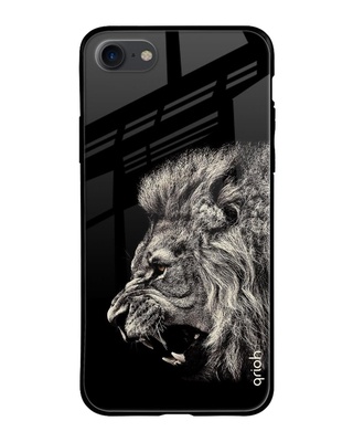 Shop Qrioh Black Brave Lion Printed Premium Glass Cover for (Apple iPhone 7)-Front