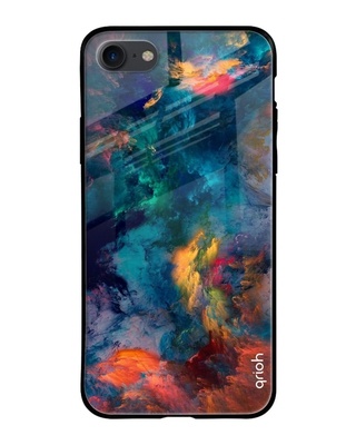 Shop Qrioh Blue Cloudburst Printed Premium Glass Cover for (Apple iPhone 7)-Front
