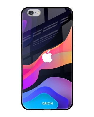 Shop Colorful Fluid Printed Premium Glass Case for Apple iPhone 6S (Shock Proof, Scratch Resistant)-Front