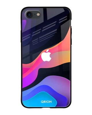 Shop Qrioh Blue & Pink Fluid Printed Premium Glass Cover for (Apple iPhone 7)-Front