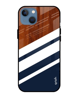 Shop Qrioh Bold Stripes Glass case for iPhone 13 mini-Front